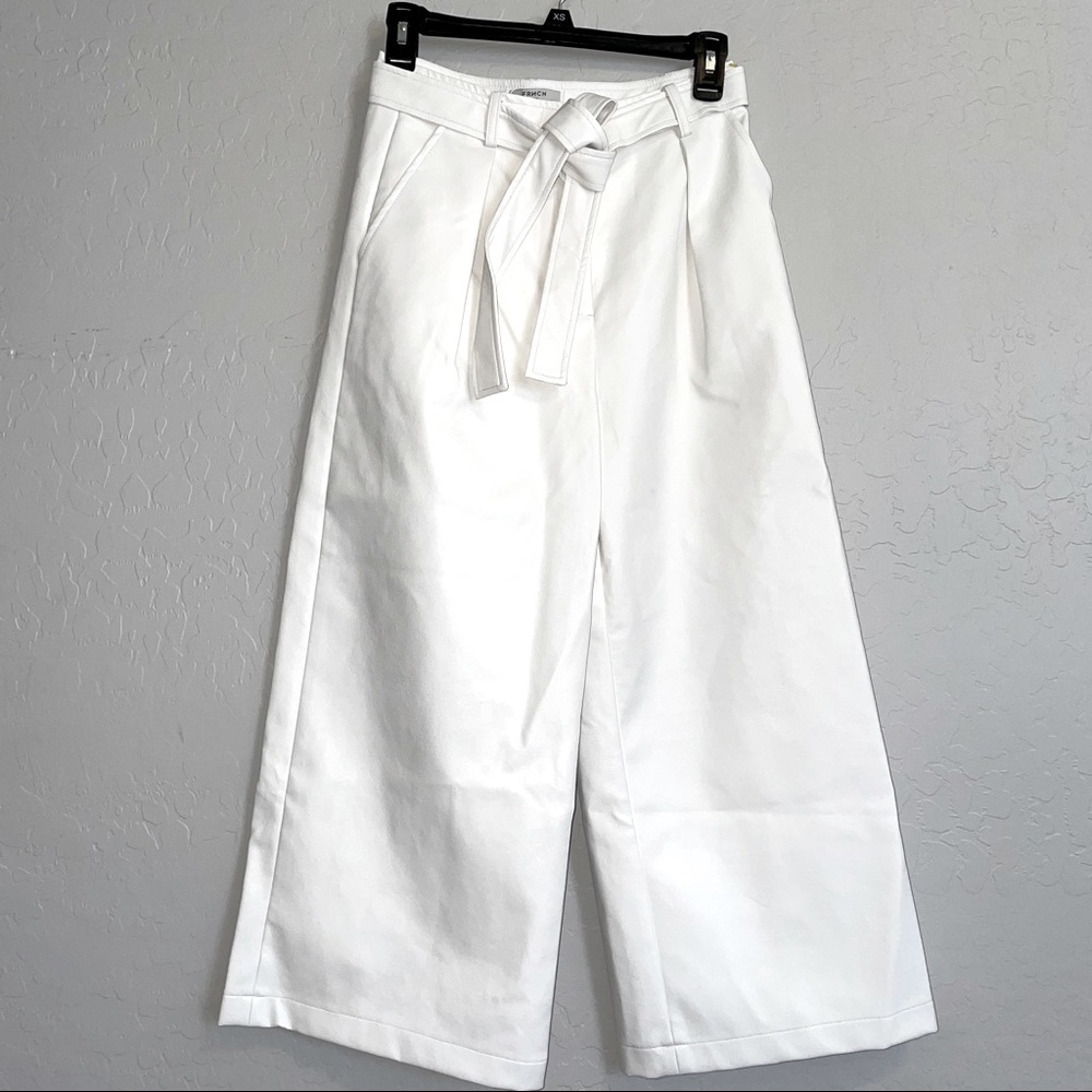 FRNCH Faux Leather Wide Leg Cropped Pants